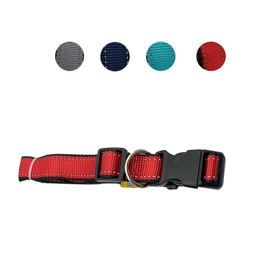 Bps Collar Nylon Reflectante Ajustable Cierre Clip para Perro Mascotas Color Aleatorio 2.5x48/70cm