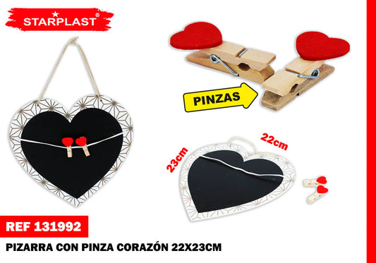 Pizarra Con Pinza Corazon 22X23Cm