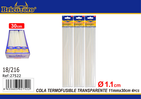 Cola Termofusible Trans 11Mmx30Cm 4Pcs