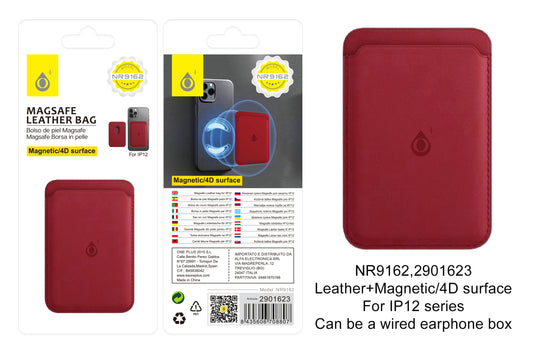 NR9162 RJ Tarjetero Magnetico de Piel para Seire IP 12, Rojo