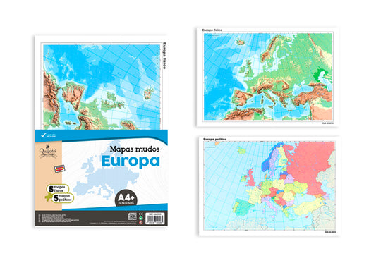 Mapas Mudos Europa A4 225X325Mm Físico  Político 10U