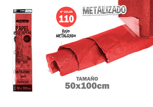 Papel Crespón 50X100Cm N40 Metalizado Rojo