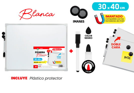 Pizarra Blanca 30X40Cm Imanes Y Rotulador
