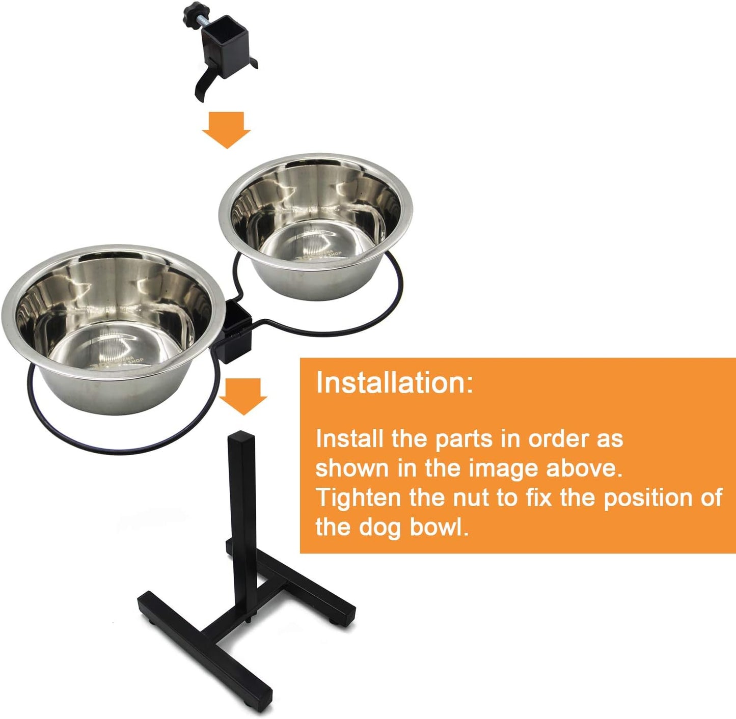 BPS Comederos Bebedero para Perros Acero Inoxidable con Pie Soporte Juego de Cuencos Elevados Altura Ajustable 3