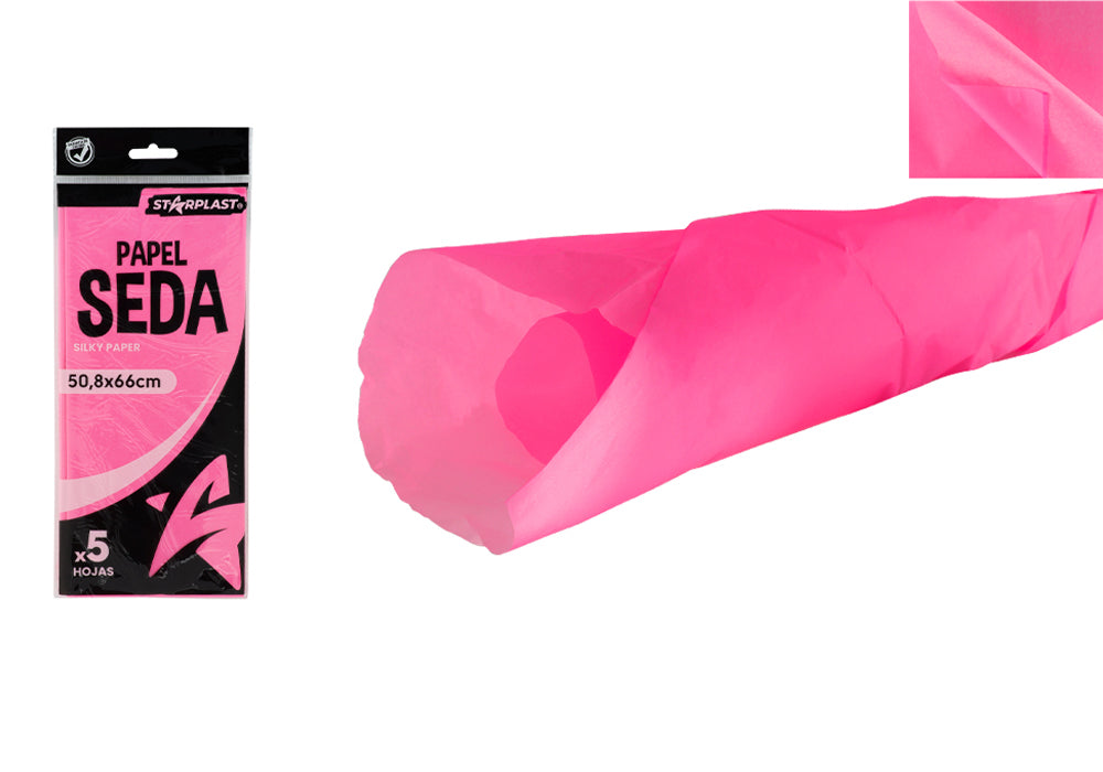 Lenço de Papel 51X66 5U Rosa Fluorescente