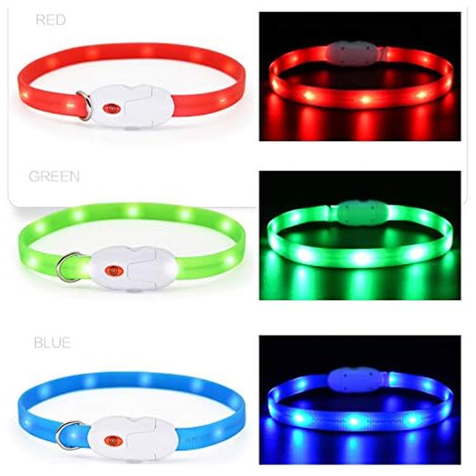 Bps Collar Luminoso Recargable USB para Mascotas Perros Gatos Impermeable Collar de Seguridad Luz Brillante