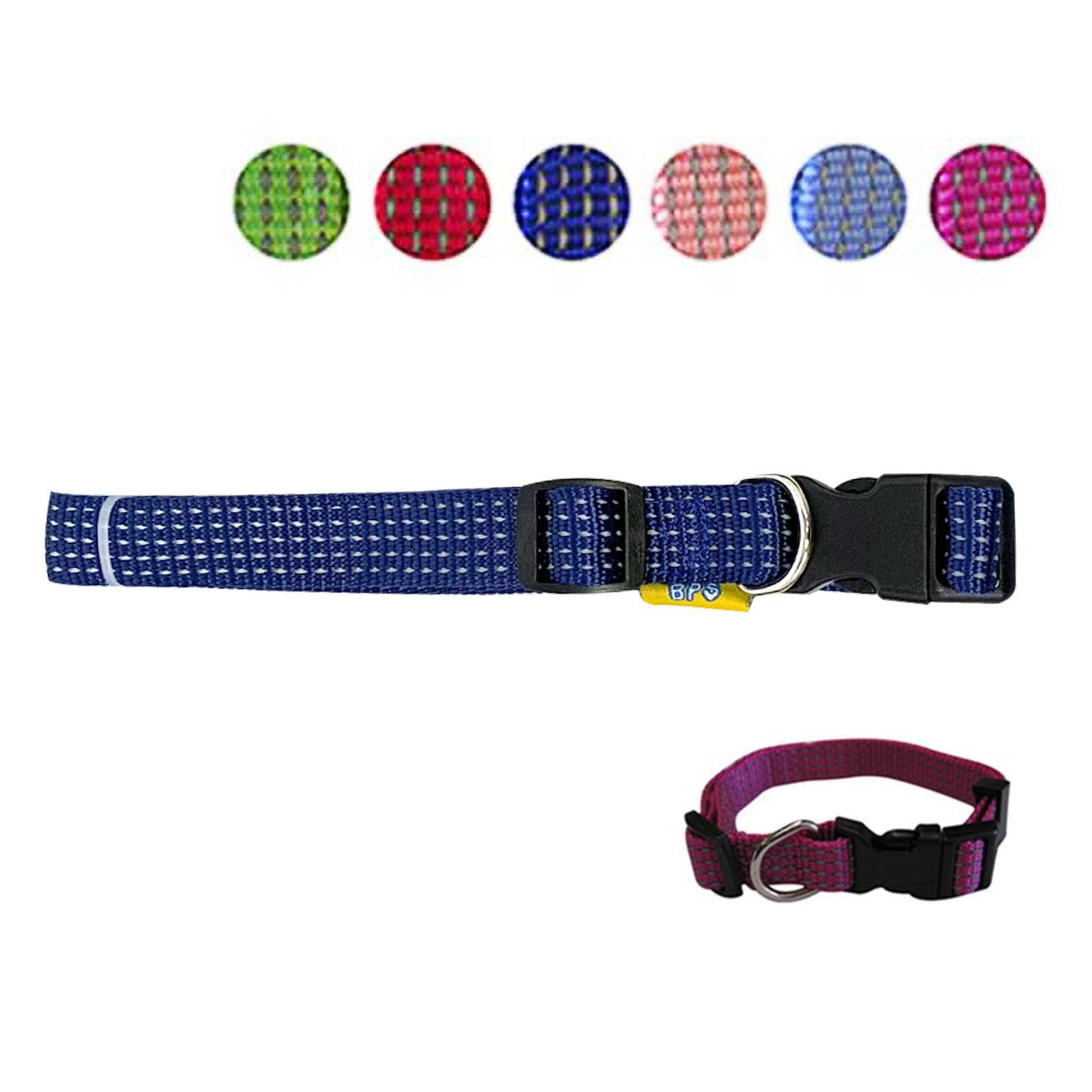 Bps Collar Nylon Reflectante Ajustable para Perro Mascotas Color Aleatorio