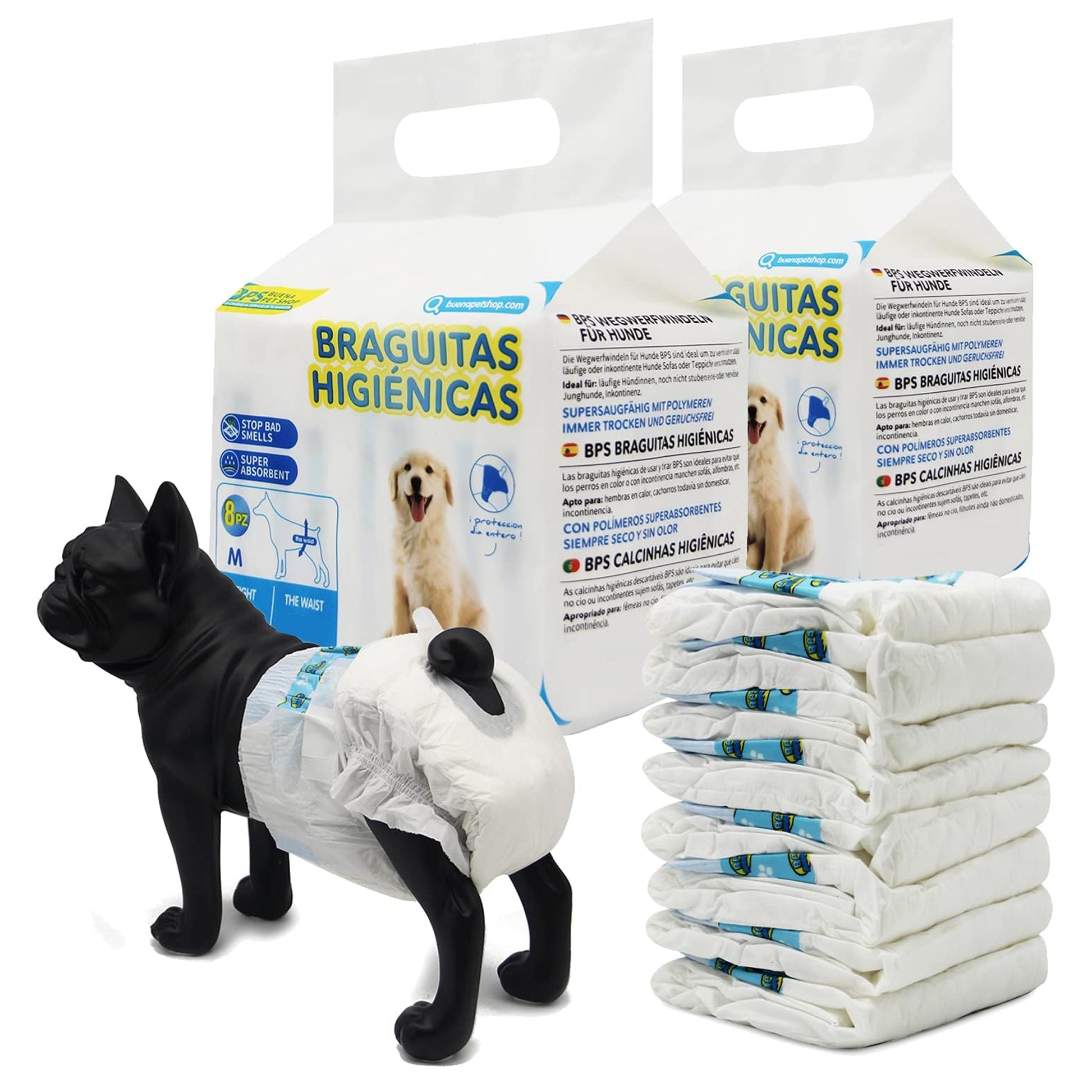 Bps Pañal para Perro Sanitarios Mascotas Desechables Hembra Cachorro Entrenamiento Súper Absorbente Braguita Higiénica