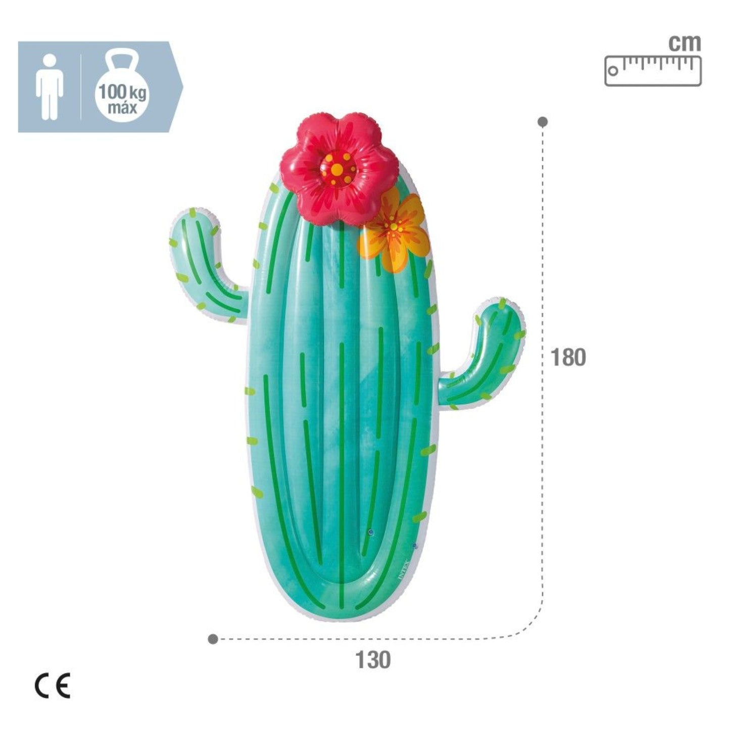 Intex Flotador Cactus Colchoneta Hinchable de Plástico 130x28x180 Cm Adulto