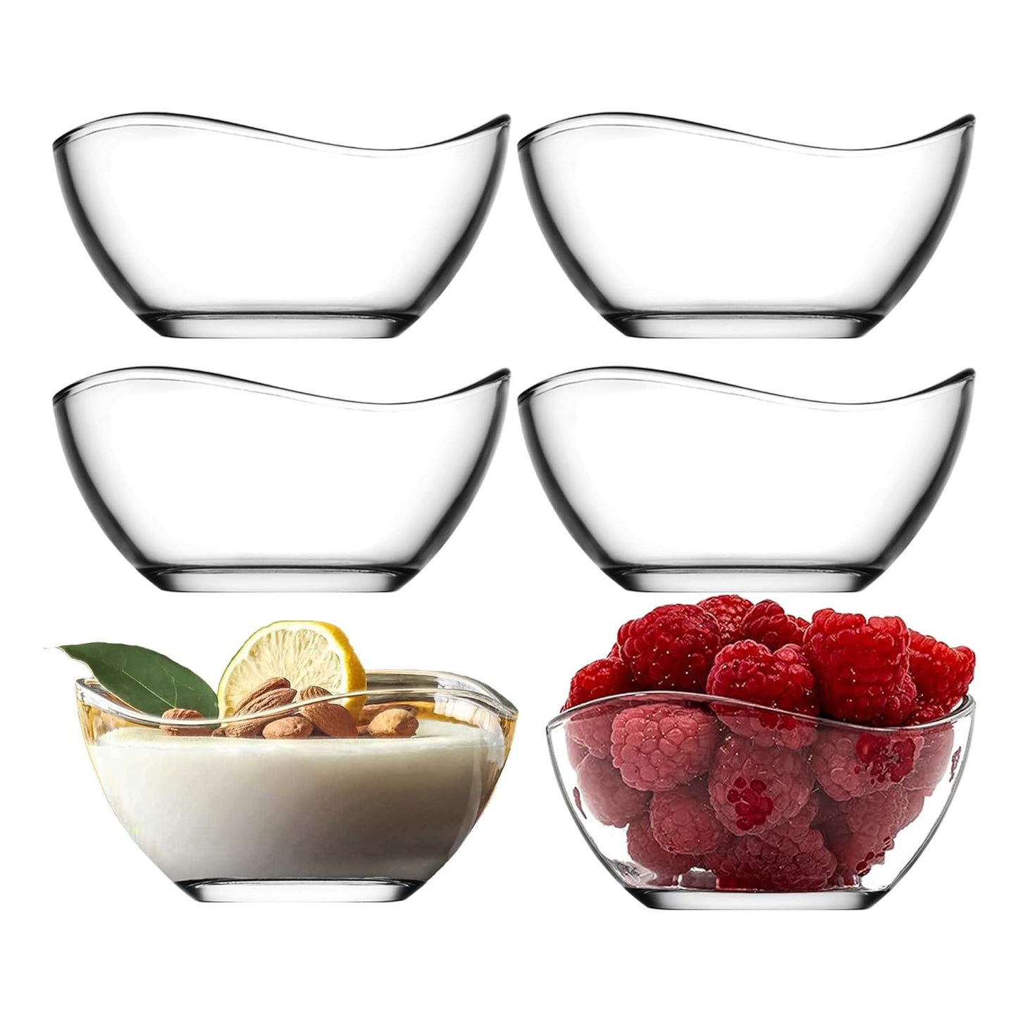 Lav Vira Juego de 6 cuencos de vidrio 7-10-12cm ideal para cereales, aperitivos y postres