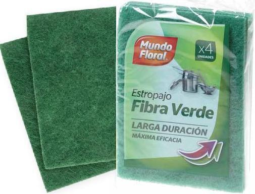 Esfregões de fibra verde FLORAL WORLD X 4