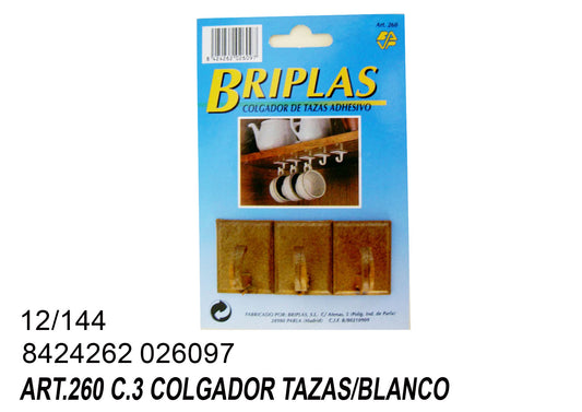 Art.260 C.3 Colgador Tazas/Blanco