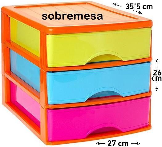 CAJONERA SOBREMESA 3 CAJONES MULTIC.