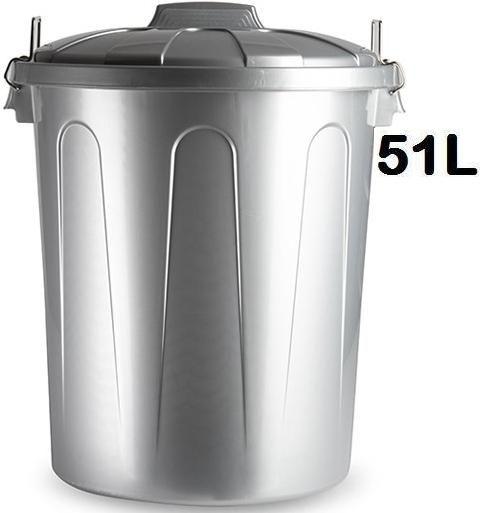 CUBO BASURA FORTE ASA METAL 51L PLATA