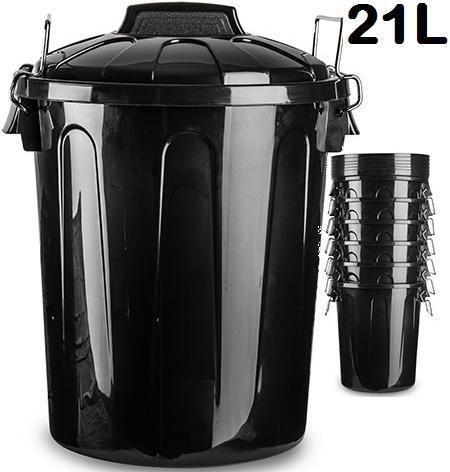 CUBO BASURA FORTE ASA METAL 21L NEGRO