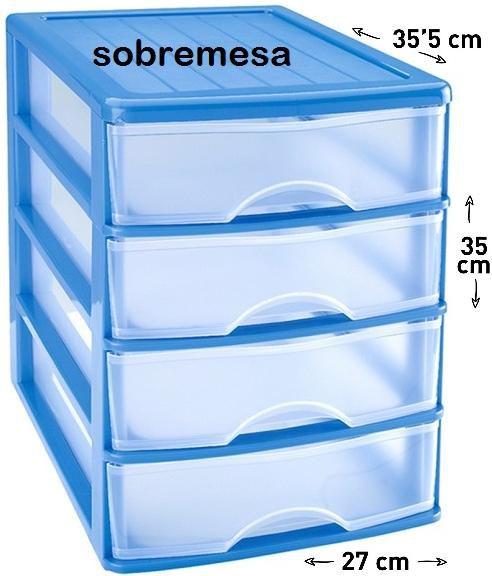 CAJONERA SOBREMESA 4 CAJONES AZUL