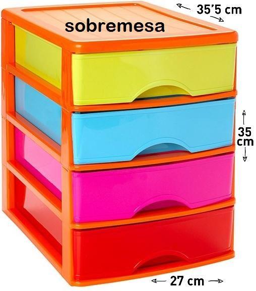 CAJONERA SOBREMESA 4 CAJONES MULTICOL.