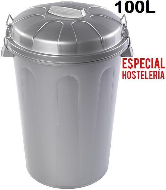 CUBO BASURA FORTE ASA METAL 100L PLATA