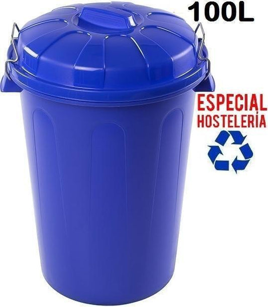 CAIXA DE LIXO FORTE CABO METAL 100L AZUL