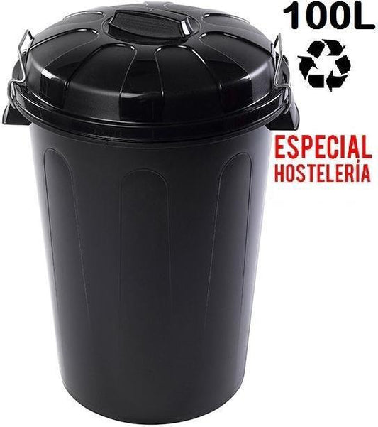 CAIXA DE LIXO FORTE PUNHO METAL 100L PRETO