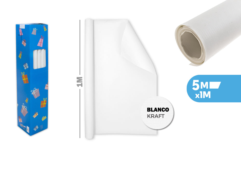 Papel De Regalo Blanco 1M X 5M