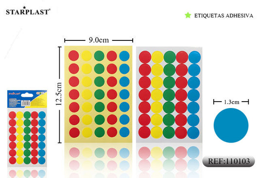 Etiquetas Adhesivas Círculos 13Mm Color Surtido