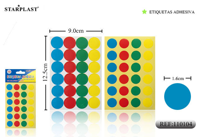 Etiquetas adesivas 1,6 cm redondo