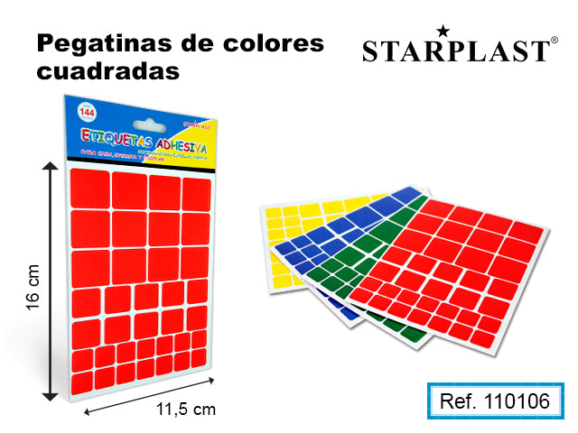 Etiq. Adh. Cuadrados Amarillo