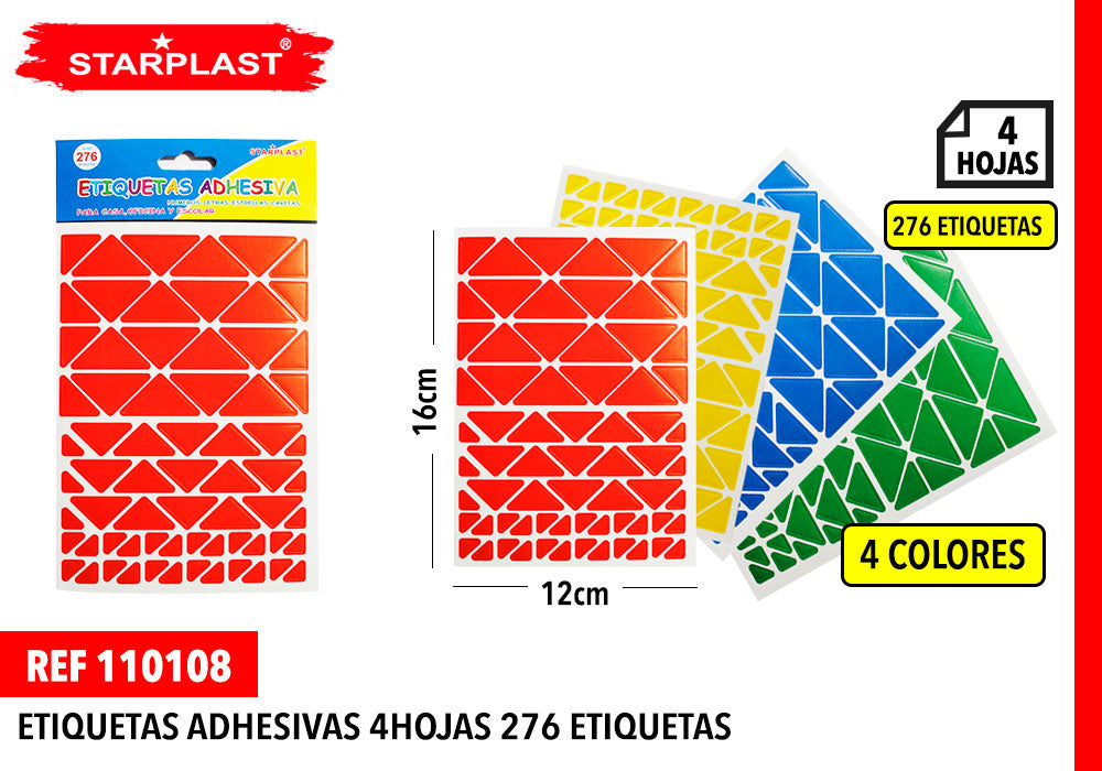 Etiq. Adh. Triangulos Ama. Rojo