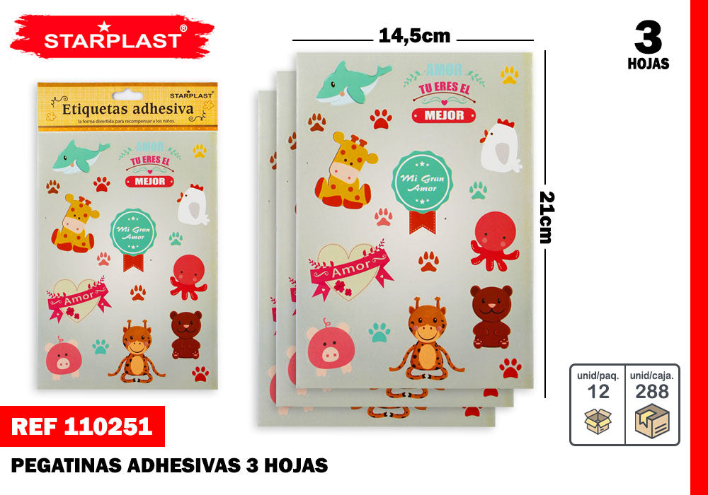 Etiquetas Adhesivas Animales 3U