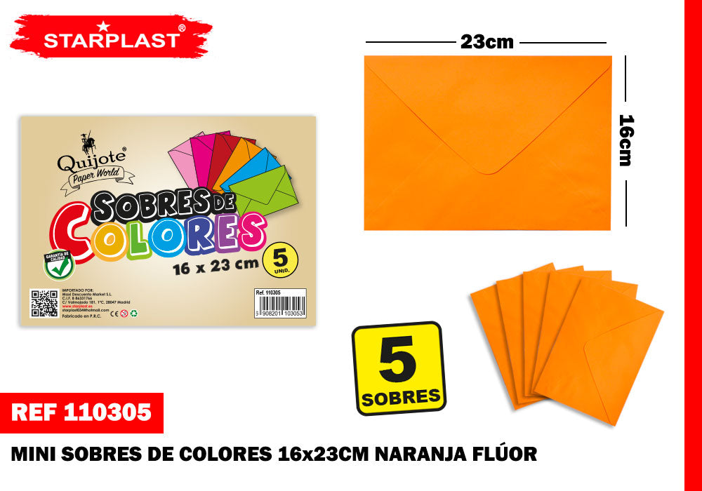 Envelopes Laranja Fluor 230X160Mm 8U