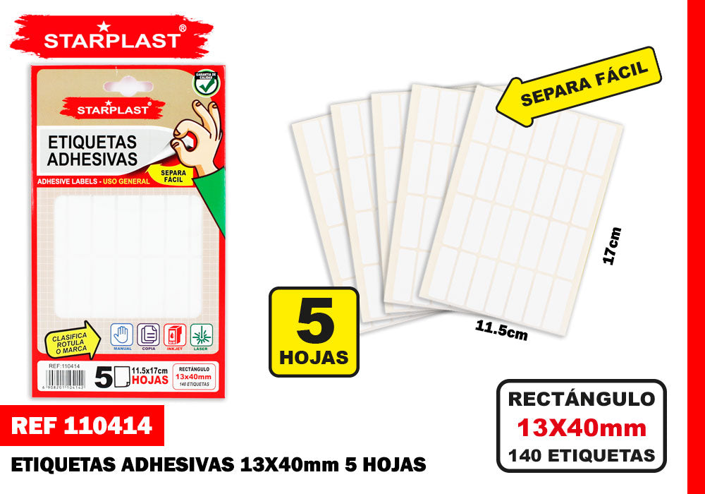 Etiqueta Adesiva 13X40Mm 5H