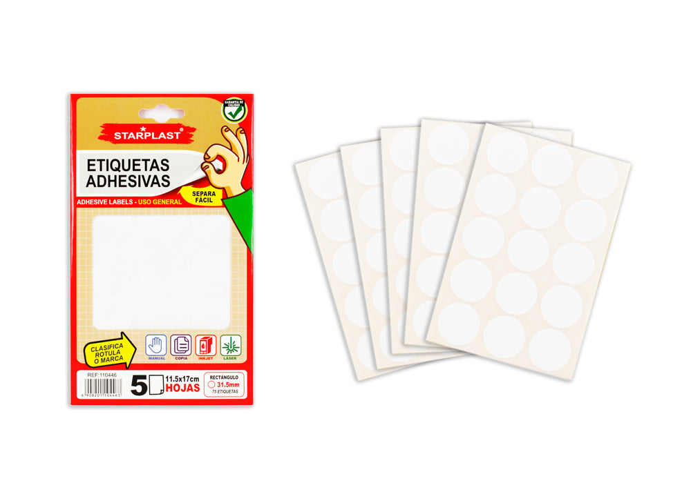 Etiquetas adesivas redondas 31,5Mm 75U