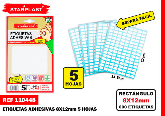 Etiquetas Adhesivas 8X12Mm 600U