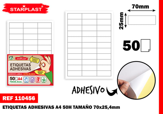 Etiquetas Adesivas 70X25,4Mm 50H