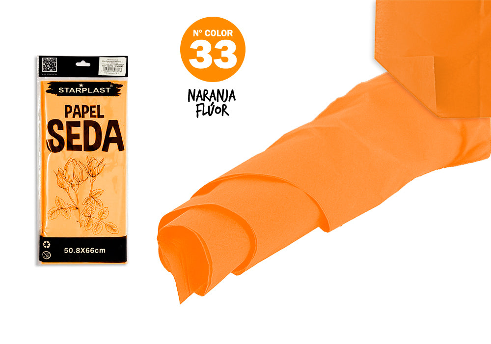 Lenço de Papel 50,8X66Cm 5U Laranja Fluorescente