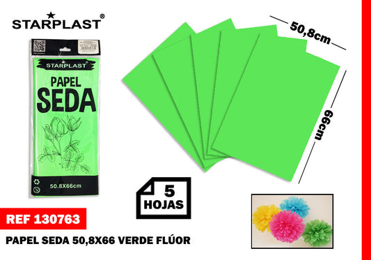 Papel Seda 5H Verde Fluorescente