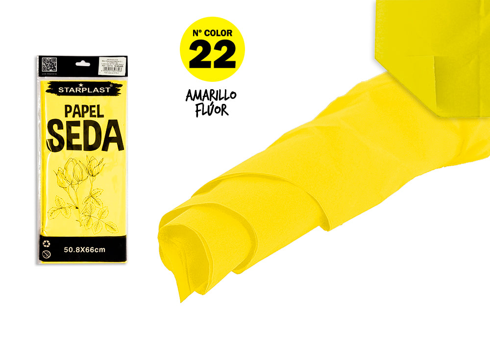 Lenço de Papel 50,8X66Cm 5U Amarelo Fluorescente