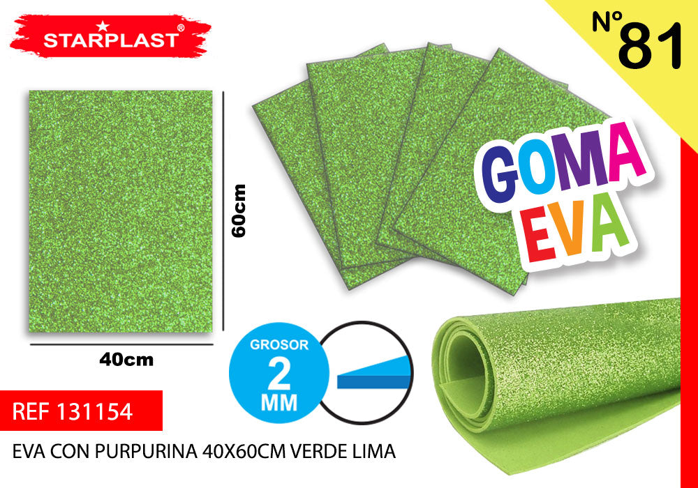 Eva Purpurina 40X60Cm N81 Verde Lima