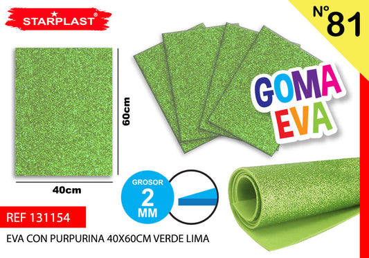 Eva Glitter 40X60Cm N81 Verde Limão