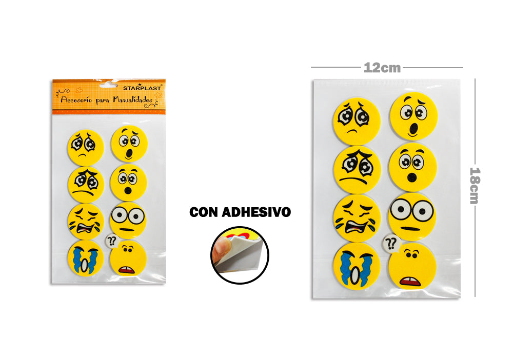 Pegatinas Goma Eva Diseño Caras Emociones