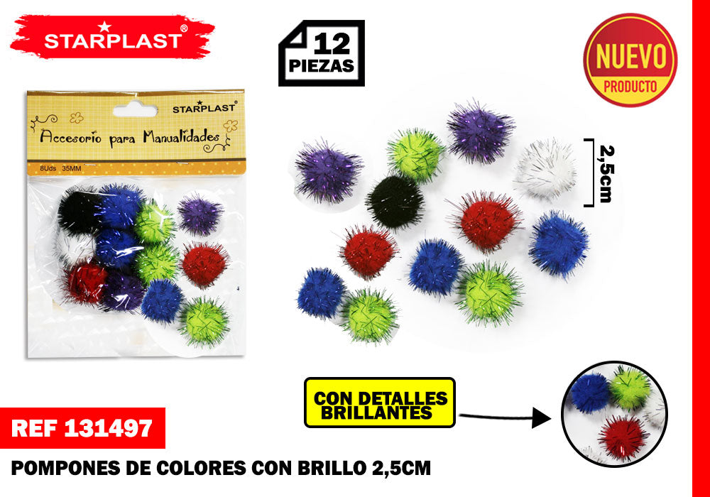 Pompons Coloridos 25Mm 12U