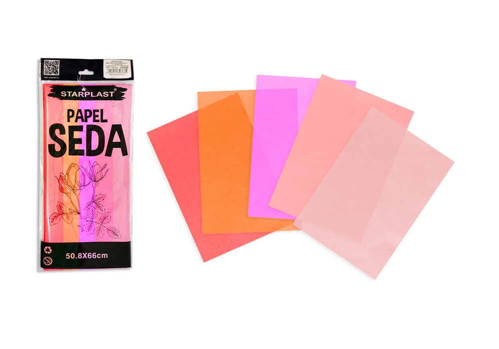 Lenço de Papel 508X660Mm 10U Cores Rosa Sortidas