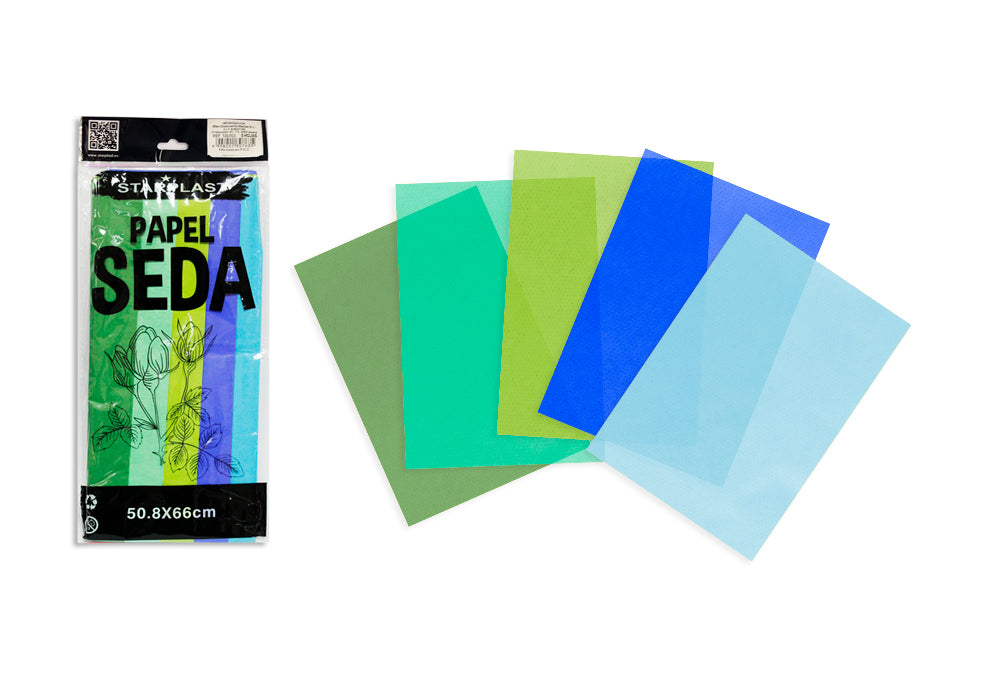 Papel Seda 508X660Mm 10U Colores Fríos Surtidos