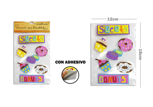 Pegatinas Goma Eva Forma Donuts