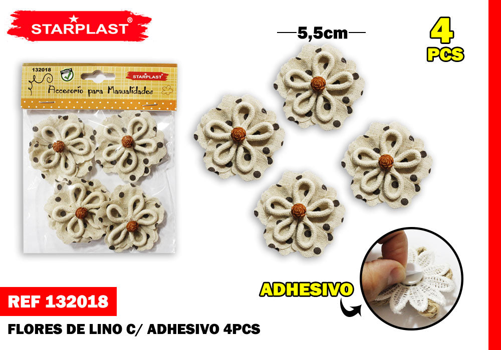 Flor De Lino Adhesivo 4Pcs