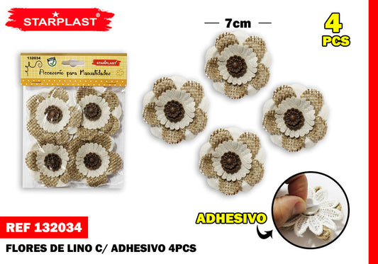 Flor De Lino 70Mm Con Adhesivo 4U