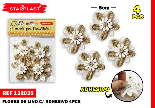 Flor De Lino Adhesivo 4Pcs