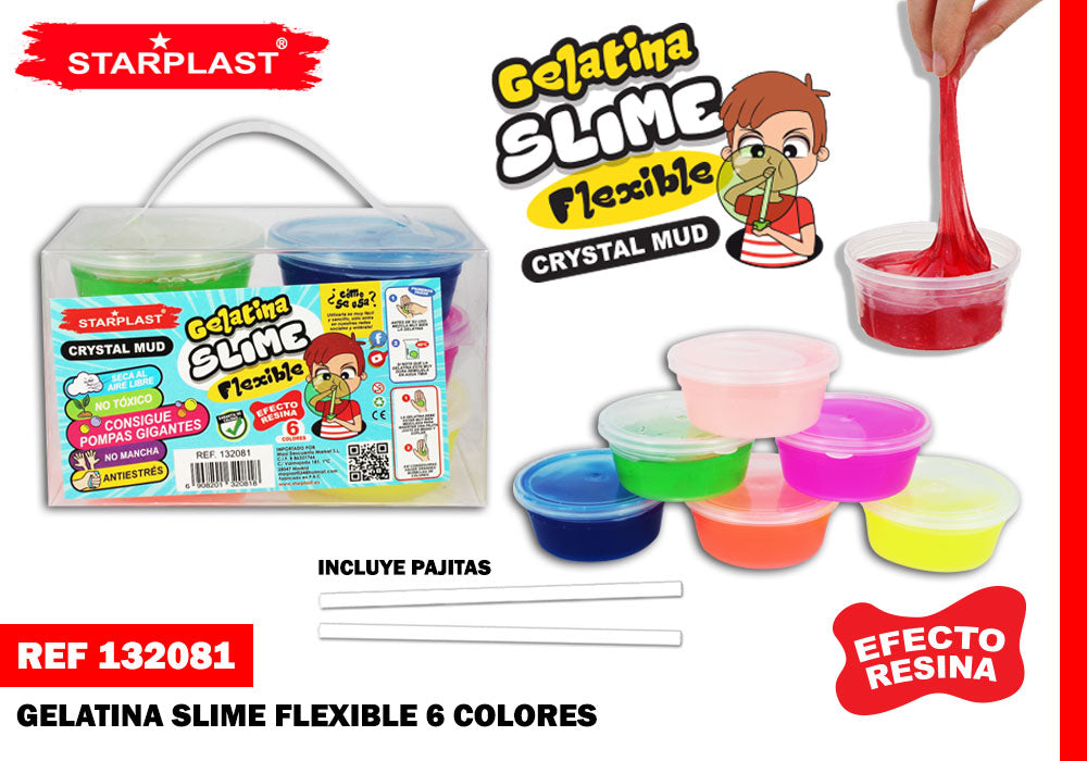 Gelatina Slime Flex.6 Colores