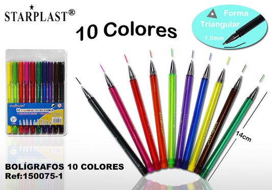 10 Boligrafos De Colores